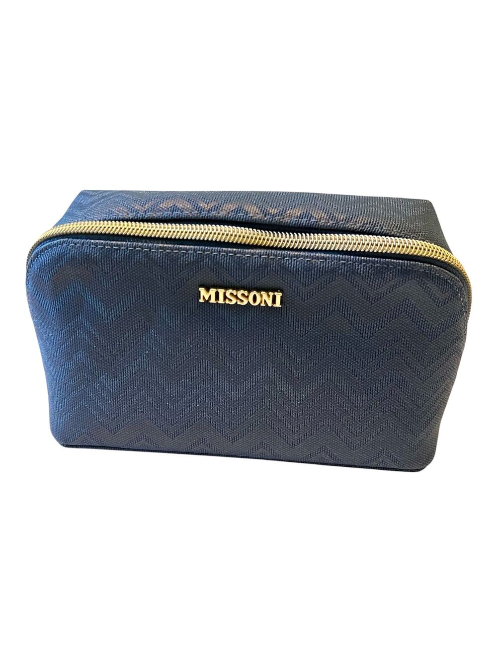 Missoni for Delta Chevron Blue Travel Toiletry Cosmetic Bag Zip Case